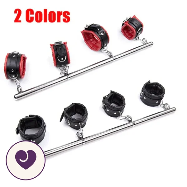Steel Spreader Bar with Four Padded Leather Cuffs