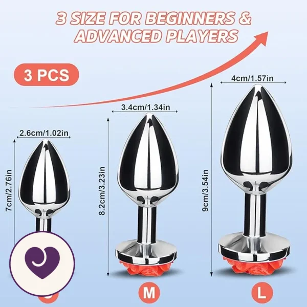 Sumertime Stainless Steel Rose Butt Plug Set