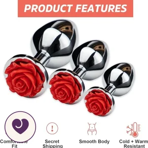 Sumertime Stainless Steel Rose Butt Plug Set