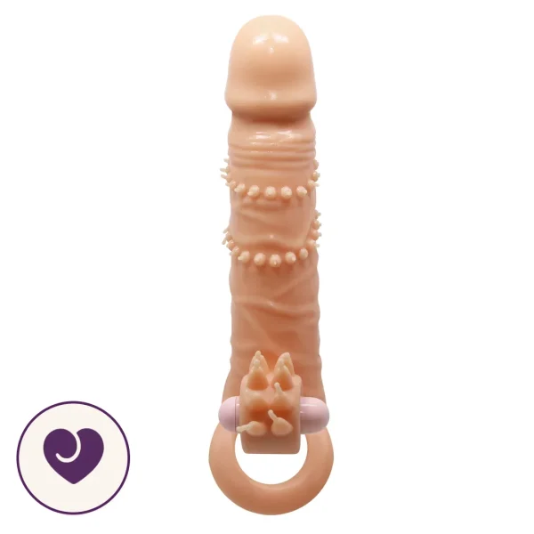 Textured Vibrating Penis Sleeve with Clit Tickler
