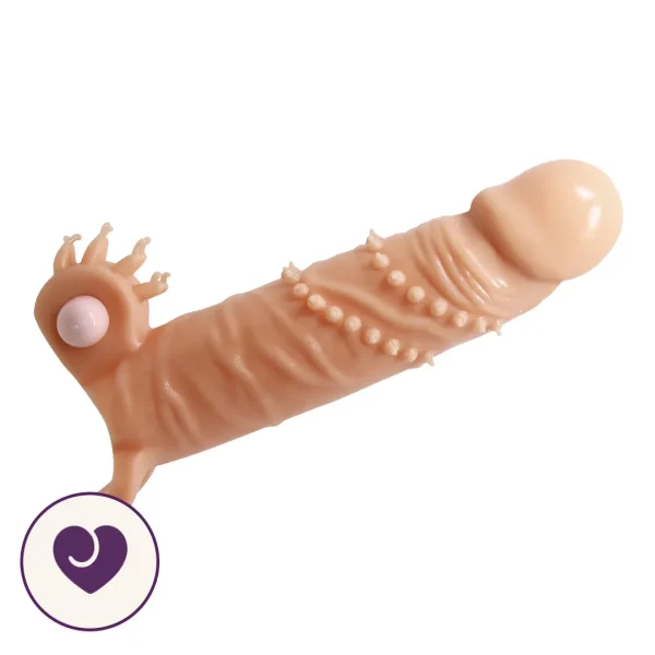 Textured Vibrating Penis Sleeve with Clit Tickler