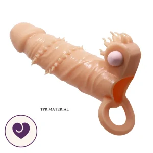Textured Vibrating Penis Sleeve with Clit Tickler