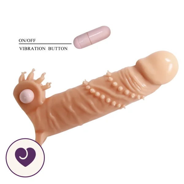 Textured Vibrating Penis Sleeve with Clit Tickler