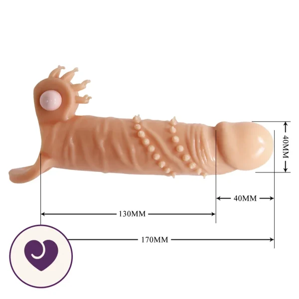 Textured Vibrating Penis Sleeve with Clit Tickler