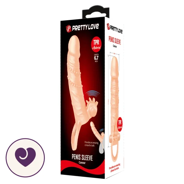 Textured Vibrating Penis Sleeve with Clit Tickler
