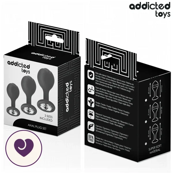 Three-Size Jewel Base Butt Plug Set