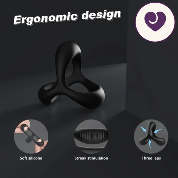 Triple Ring Silicone Cock Ring with Massage Beads