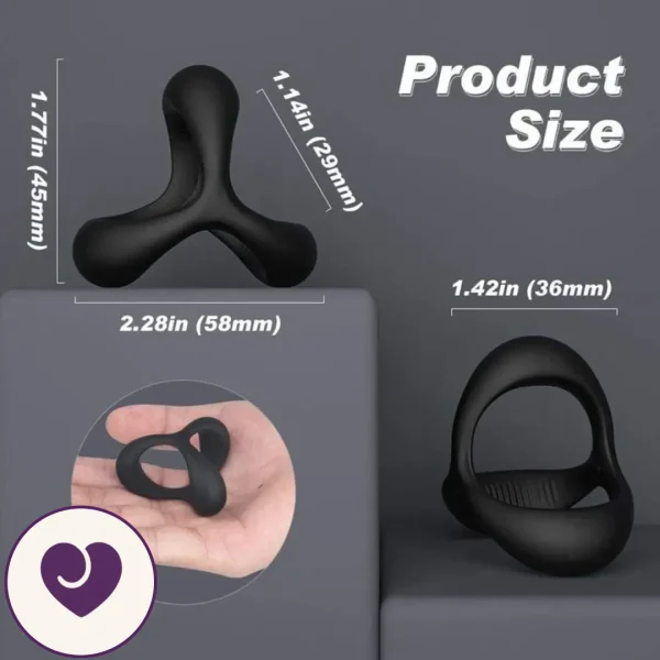 Triple Ring Silicone Cock Ring with Massage Beads