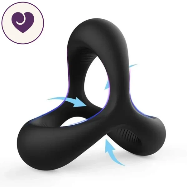 Triple Ring Silicone Cock Ring with Massage Beads