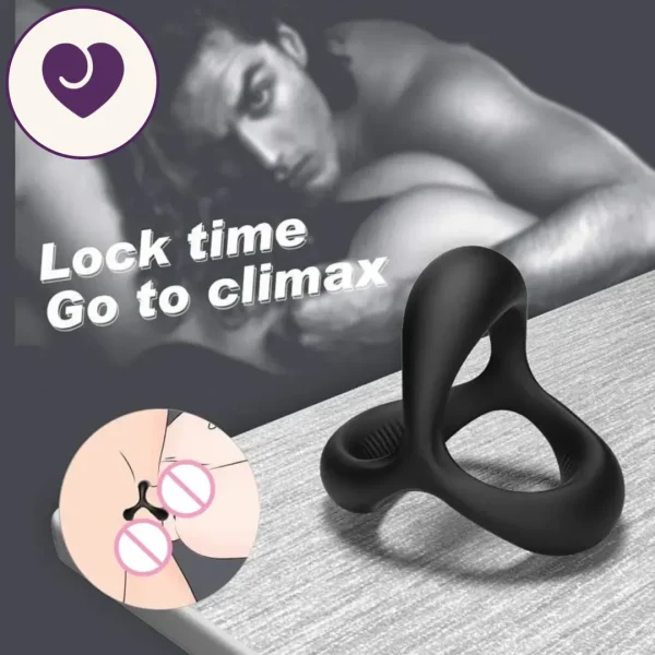 Triple Ring Silicone Cock Ring with Massage Beads