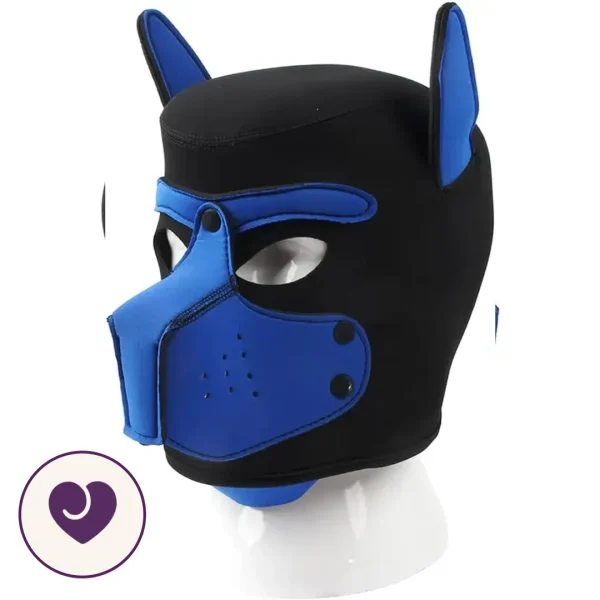 Two-Tone Neoprene Pup Play Hood with Zip Muzzle