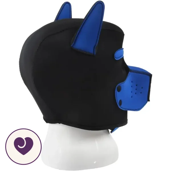 Two-Tone Neoprene Pup Play Hood with Zip Muzzle