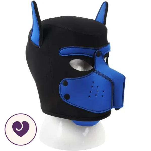 Two-Tone Neoprene Pup Play Hood with Zip Muzzle
