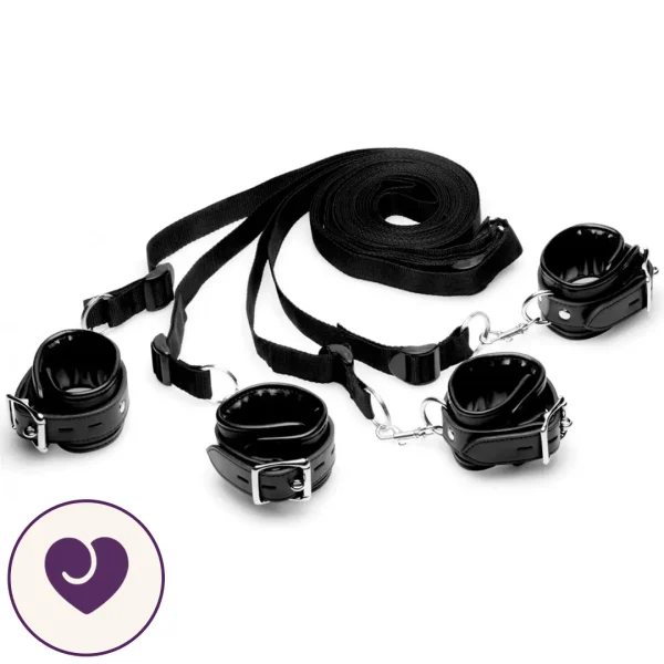 Under-Mattress BDSM Bed Restraint Kit with 4 Cuffs