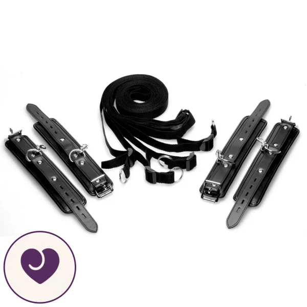 Under-Mattress BDSM Bed Restraint Kit with 4 Cuffs