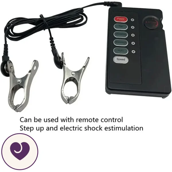 VibeShock Steel Nipple Clamps with Electro Controller