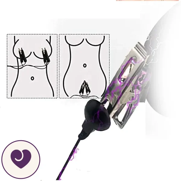VibeShock Steel Nipple Clamps with Electro Controller