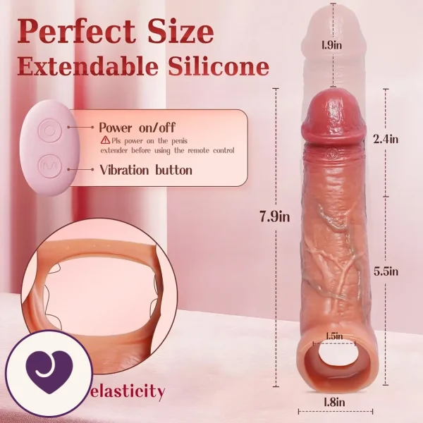 Vibrating Silicone Penis Sleeve with App Control