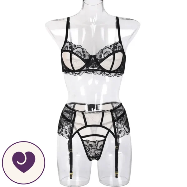 Victoria Three-Piece Lace Lingerie Set