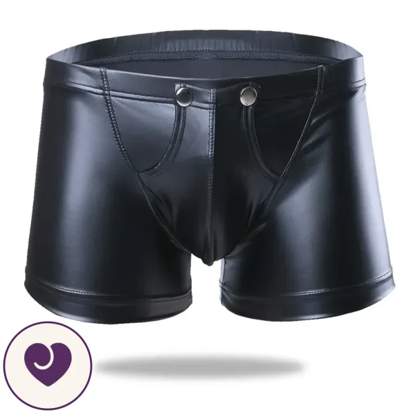 Viper Men's Black Leather-Look Snap-Front Boxers