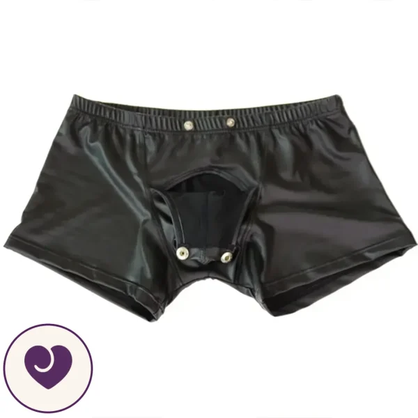 Viper Men's Black Leather-Look Snap-Front Boxers