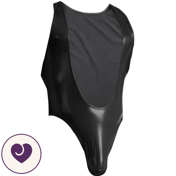 Wet Look Faux Leather Men's Bodysuit