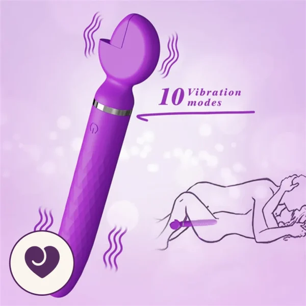 Wrench-Shaped Thrusting Wand Vibrator with Ridged Shaft