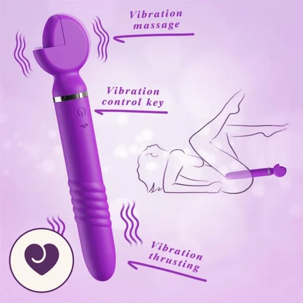 Wrench-Shaped Thrusting Wand Vibrator with Ridged Shaft